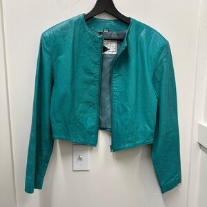 Teal Leather Women's  Vintage Jacket